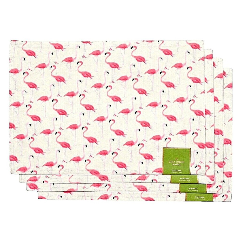 Kate Spade Pink Flamingos Fabric Placemats Flamingo Strut Your Stuff Set of 4